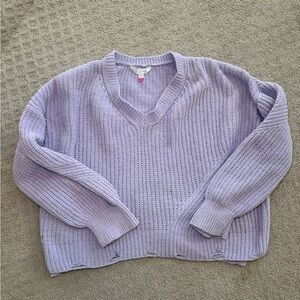 No Boundaries Lavender V-Neck Sweater Size XXL